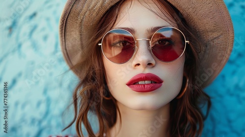 Stylish Woman in Sunglasses Captured in a Portrait Generative AI