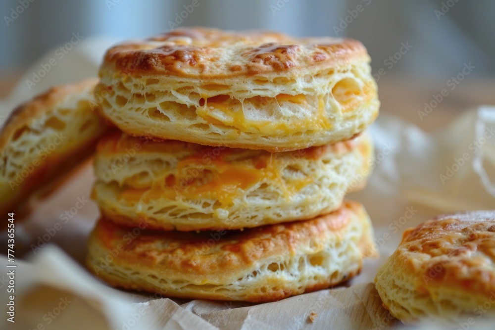 Cheddar Cheese Biscuits: Freshly Baked Savoury Bread with Tasty Chunks of Cheese