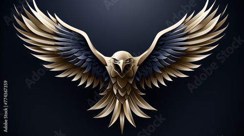A dynamic logo icon depicting a soaring eagle in mid-flight.