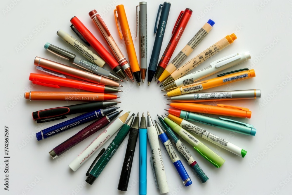 Artistic Display of Multicolored Pens for Creativity