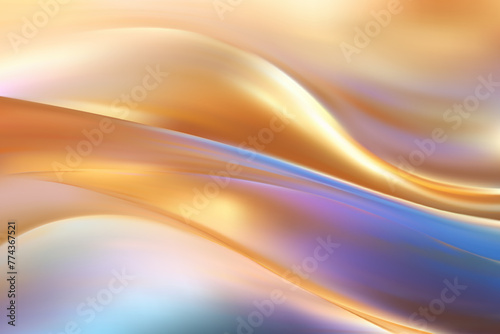 Beautiful wavy abstract gold foil hologram background with purple and blue hues