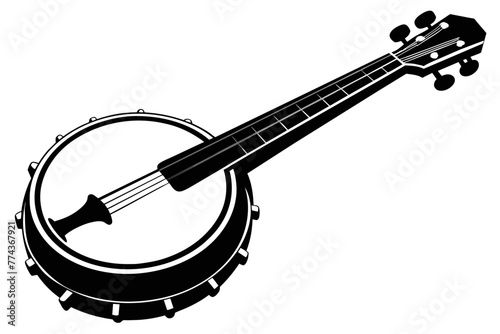  silhouette image,Banjo ,vector illustration,white background