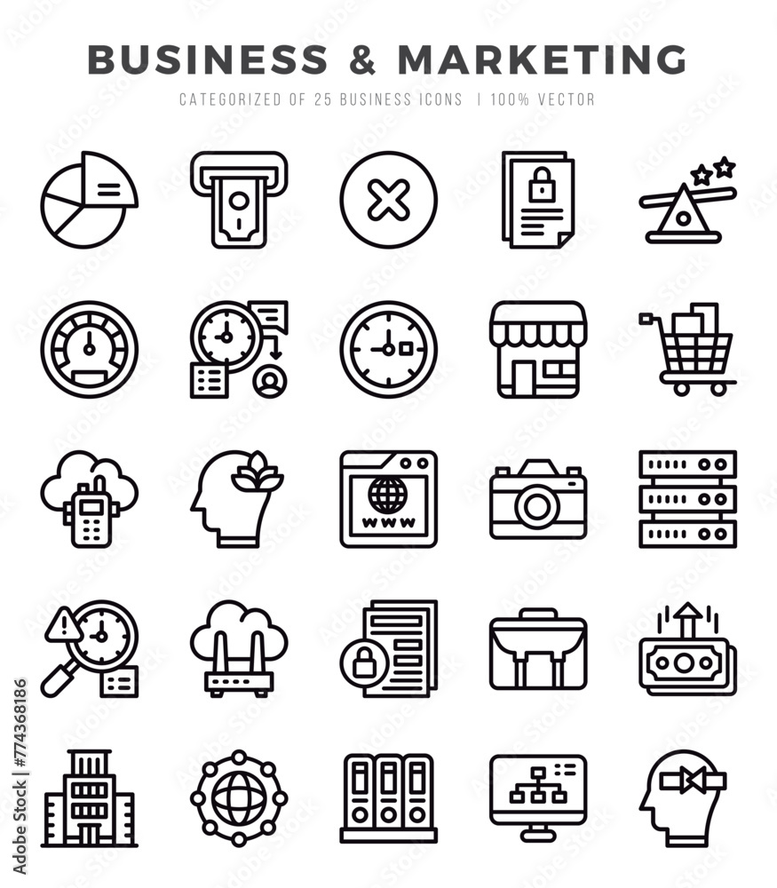 Business & Marketing Icons bundle. Lineal style Icons. Vector illustration. Business & Marketing Icons bundle. Lineal style Icons. Vector illustration.