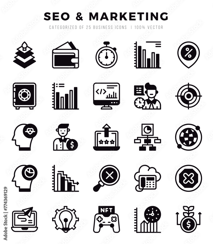 SEO & Marketing icons set. Vector illustration. SEO & Marketing icons set. Vector illustration.