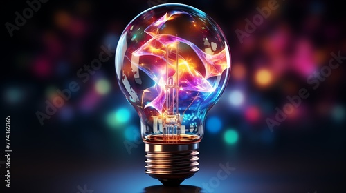 A futuristic logo icon representing a high-tech, glowing light bulb.