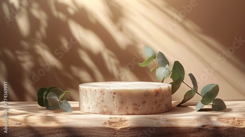 Wooden Table With Green Plants and White Plate