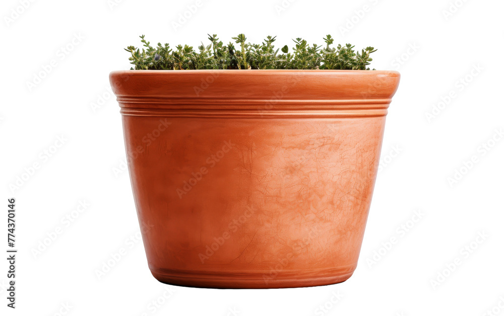 A clay pot with a thriving plant growing out of it in a display of natures resilience A clay pot with a thriving plant growing out of it in a display of natures resilience