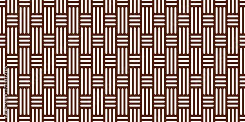 Vertical triple basketweave seamless pattern. Brown basket weave bamboo texture