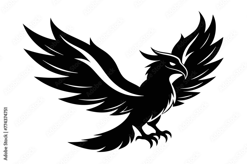 Obraz premium silhouette image,Blaze bird ,vector illustration,white background