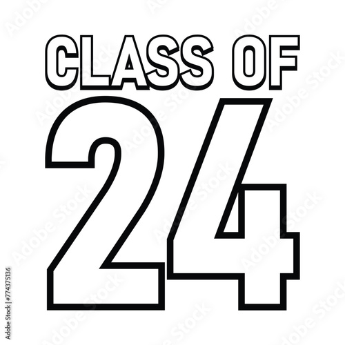 Class of 2024 typography design vector. Text for design, congratulation event, T-shirt, party, high school or college graduate. Editable class of 2024 typography design