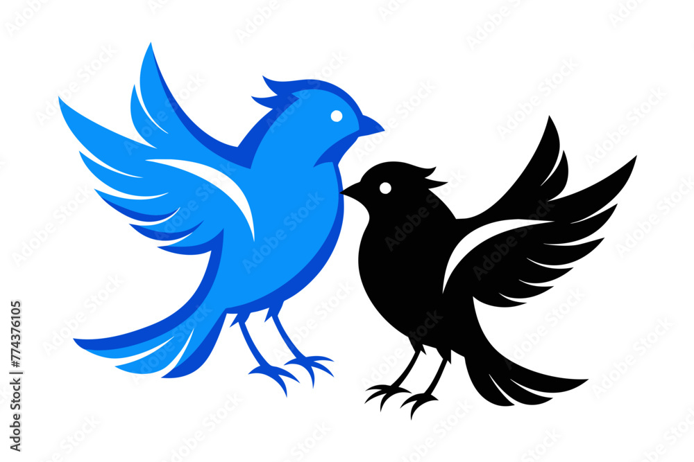 Obraz premium silhouette image,Blue bird,vector illustration,white background 