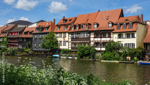 Häuserfront an der Regnitz in Bamberg