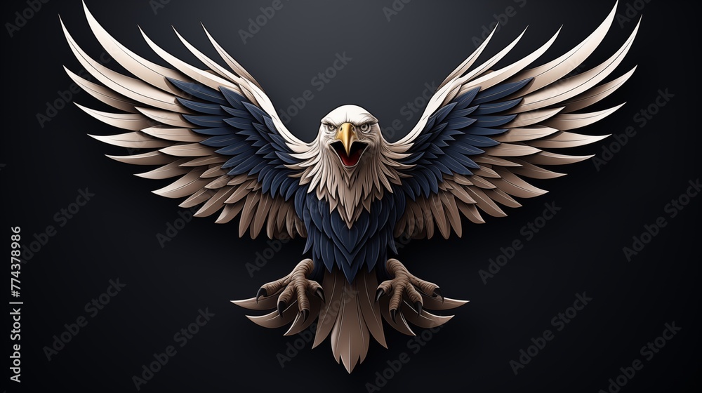 Obraz premium A majestic logo icon featuring a soaring eagle in flight.