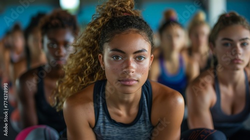 Group of Women Prepared for a Box Jump Fitness Challenge Generative AI