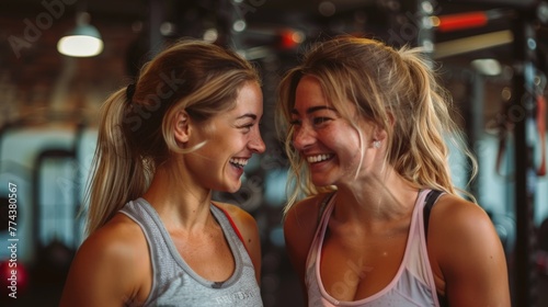 Women Sharing a Light Moment at the Gym Generative AI