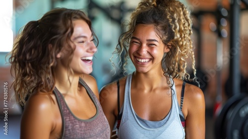 Women Sharing a Light Moment at the Gym Generative AI