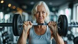 Fit Middle-Aged Woman Preparing for a Weightlifting Session at the Gym Generative AI