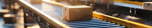 Warehouse logistics, conveyor belt background, transportation