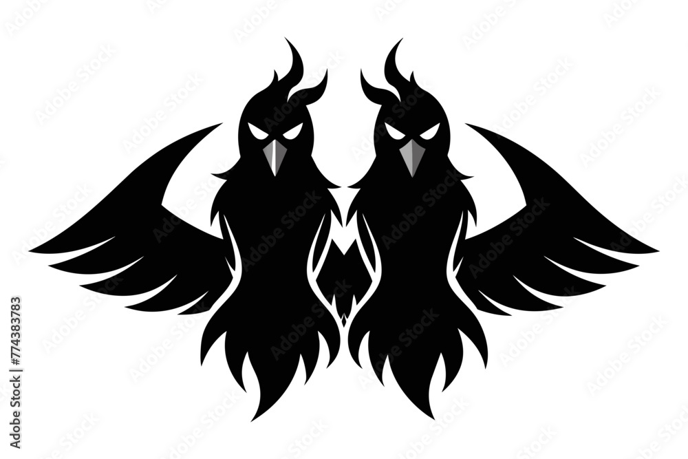 Obraz premium silhouette image,Diablo bird,vector illustration,white background