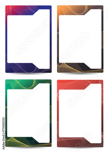 dynamic neon waves card frame template design