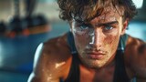 Fit Young Man Showing Signs of Exhaustion Post-Workout Generative AI