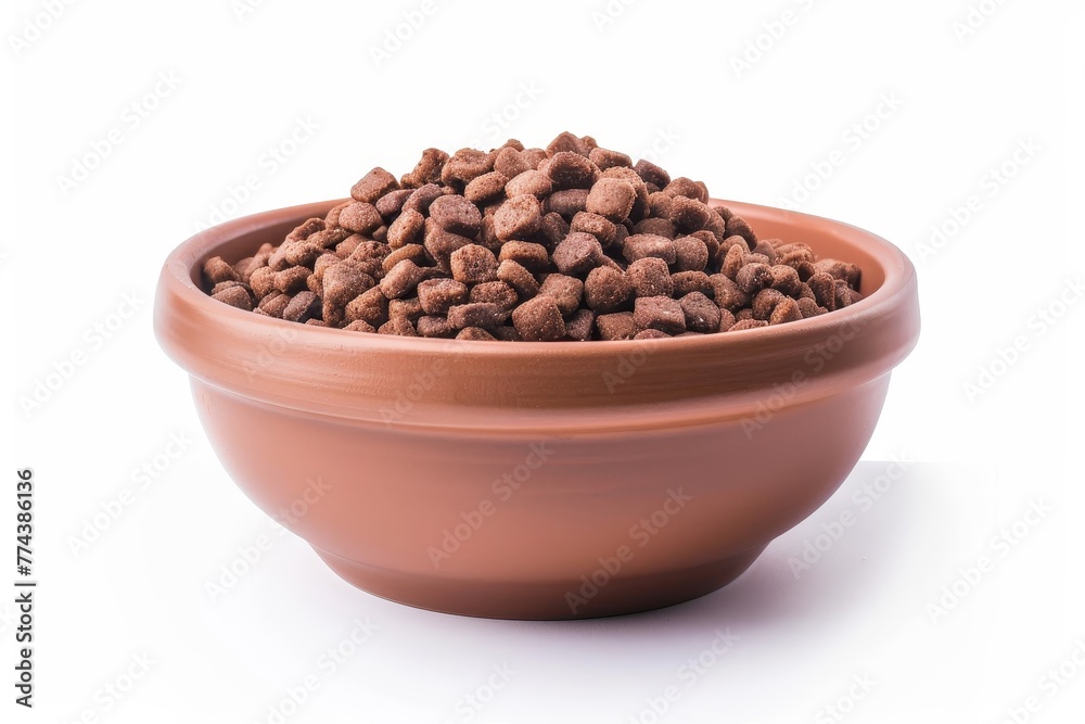 Bowl of cat food on white background Bowl of cat food on white background