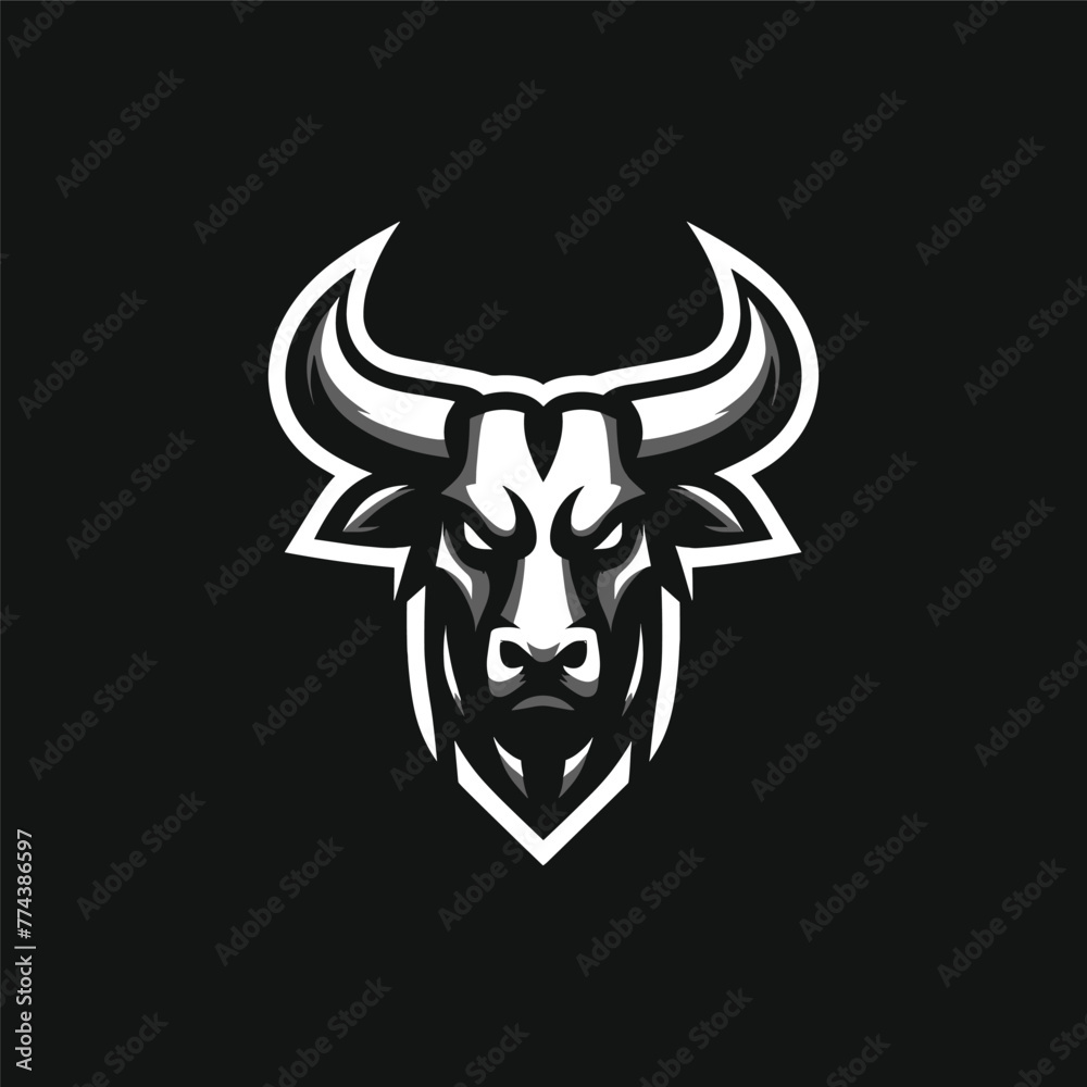 Bull Head Logo Vector Art Illustration