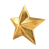 3D golden star isolated on transparent background