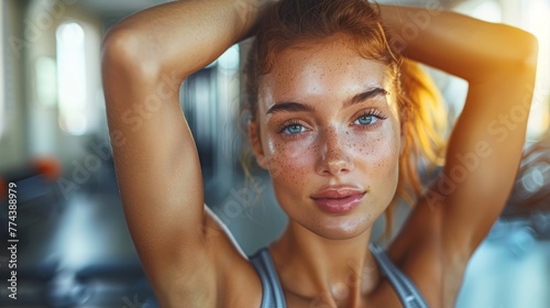 Fit Young Woman Preparing for a Gym Workout Generative AI