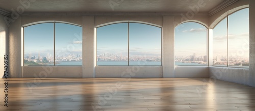 Sitting in a cozy room, you can see a breathtaking city view through a grand, expansive window