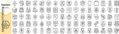 Set of tourism icons. Simple line art style icons pack. Vector illustration photo