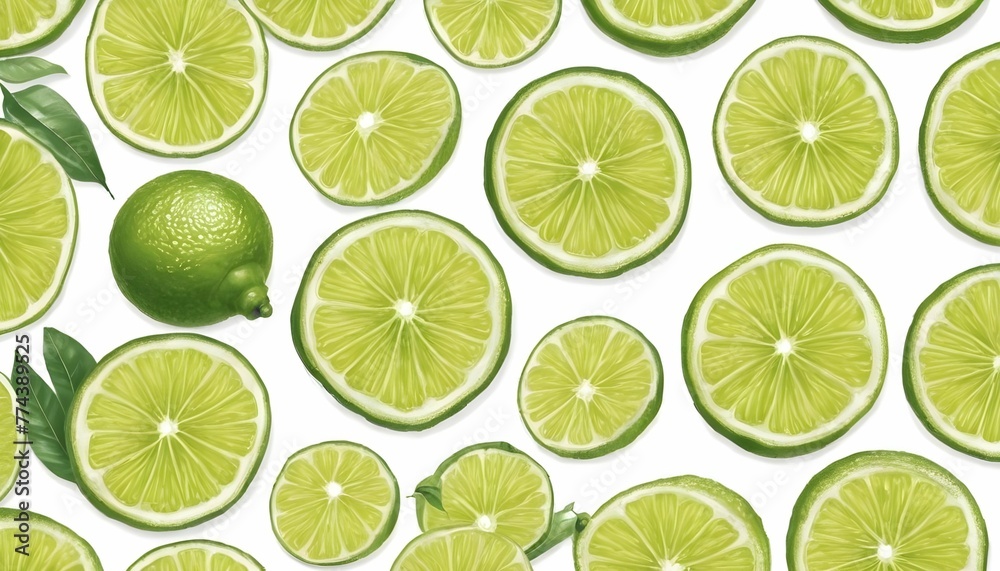 lime and slices seamless lime pattern green leaf