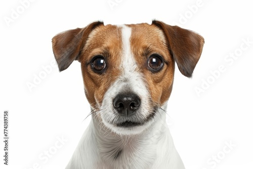 4 year old Jack Russell on white background