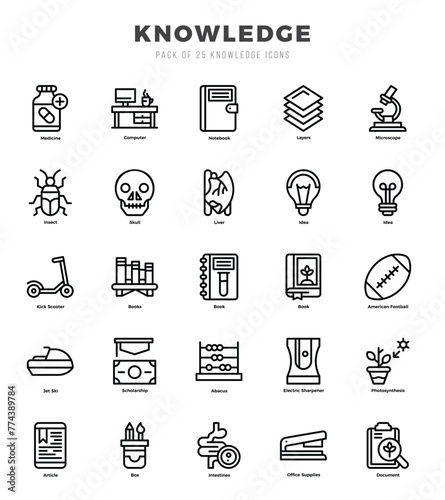 Knowledge icons set. Collection of simple Lineal web icons.