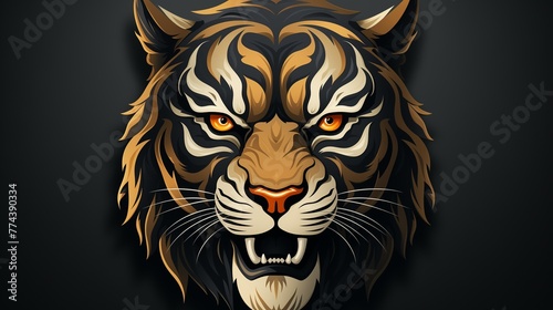 A minimalistic logo icon of a majestic tiger.