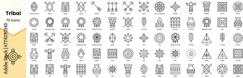 Set of tribal icons. Simple line art style icons pack. Vector illustration photo
