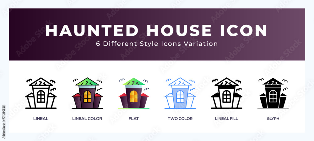 Haunted house icon in different style vector illustration.