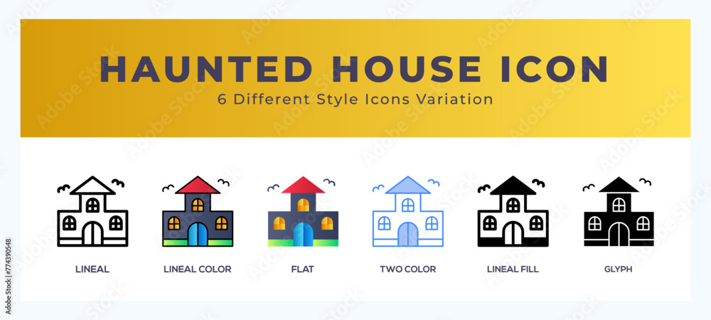 Haunted house icon set pack vector illustration. Haunted house icon set pack vector illustration.