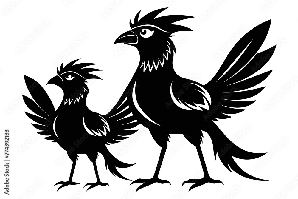 silhouette image,Iago bird,vector illustration,white background