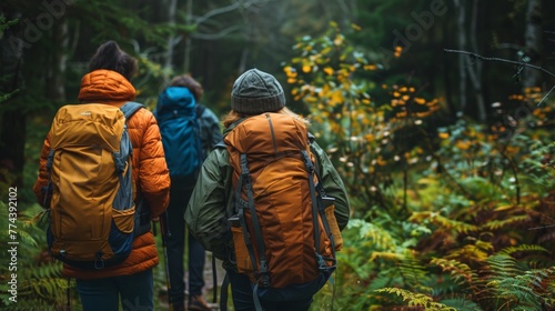 Friends Gearing Up for an Exciting Woodland Hiking Adventure Generative AI