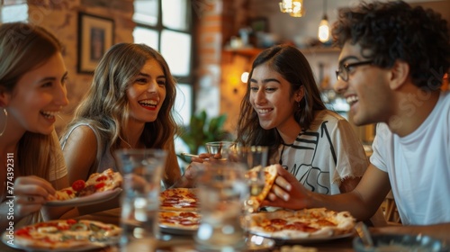 Friends Gathered Around a Pizza Night Generative AI
