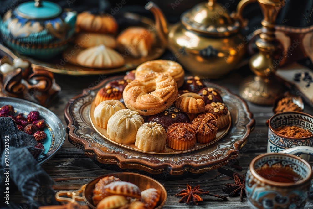 Arabic sweets for Ramadan including Qatayef Ghorayeba and Kahk El Eid cookies