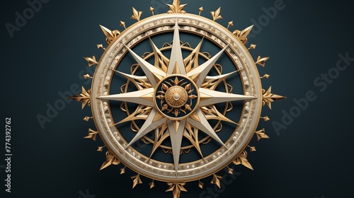A circular logo icon featuring an intricately designed compass rose.