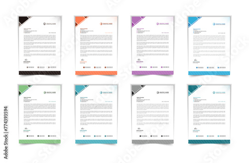 set of templates. Business style letterhead template design with blue and orange color.