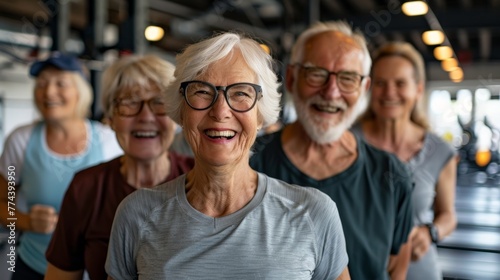 Jovial Seniors Sharing Laughter in a Fitness Center Generative AI photo