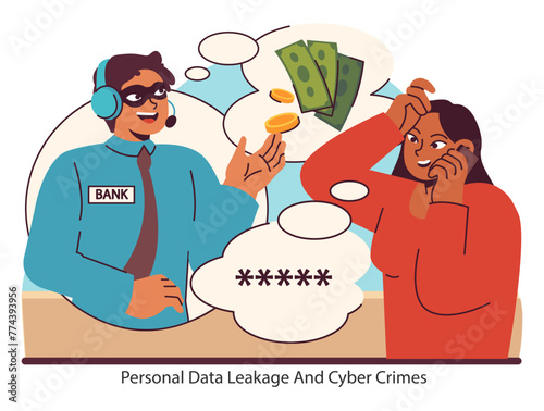 Cybersecurity threat concept. Flat vector illustration.