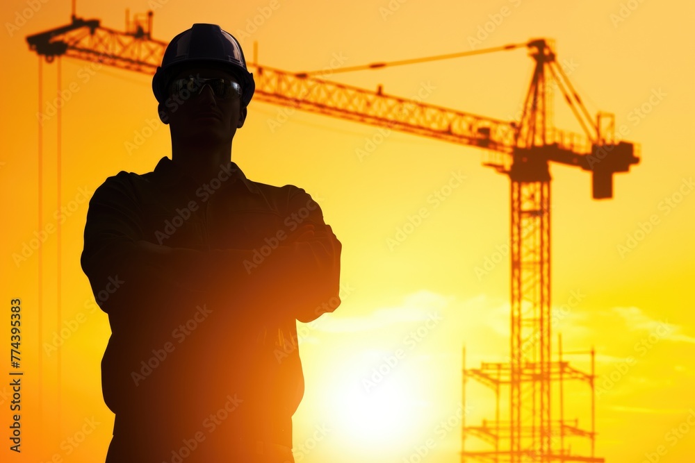 Experienced worker, engineer posing in industrial setting