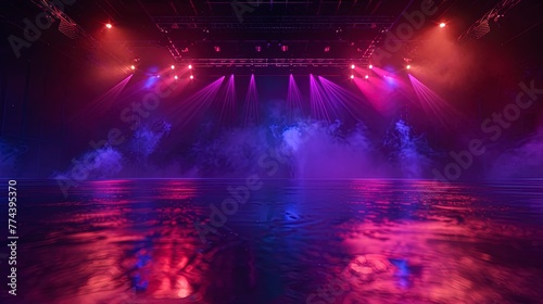 Empty dark neon stage.