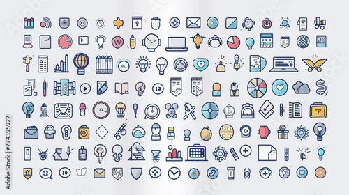 Set of 1000 thin line icons - business, finance, office, banking, SEO, travel, drugs, dental, medical, web, baby, web development, digital marketing, conscious living, navigation, graphic design, pets