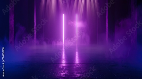 Empty dark neon stage.